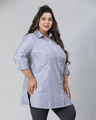Shop Women's Blue & White Striped Boxy Fit Plus Size Shirt-Design