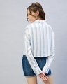 Shop Women's Blue & White Striped Oversized Crop Shirt-Design