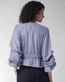 Shop Women's Blue & White Striped Wrap Top-Design