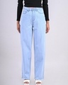 Shop Women's Blue Wide Leg Jeans-Front