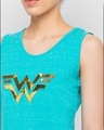 Shop Women's Blue Wonder Women Logo Gold Foil Printed Tank Top