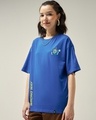 Shop Women's Blue Wrong way Graphic Printed Oversized T-shirt-Full