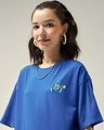 Shop Women's Blue Wrong way Graphic Printed Oversized T-shirt
