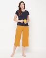 Shop Women's Blue & Yellow T Shirt & Capri Set