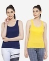 Shop Pack of 2 Women's Blue & Yellow Tank Tops-Front