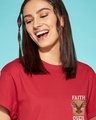 Shop Women's Bold Red Faith Fear Graphic Printed Boyfriend T-shirt