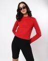 Shop Women's Bold Red Slim Fit Snug Top-Front