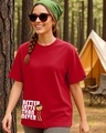 Shop Women's Bold Red Latte Typography Oversized T-shirt-Front