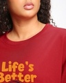 Shop Women's Bold Red Life's Better Graphic Printed Oversized T-shirt
