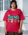Shop Women's Bold Red Oh No Graphic Printed Oversized Plus Size T-shirt-Front