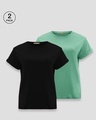 Shop Pack of 2 Women's Black & Green Boyfriend T-shirt-Front