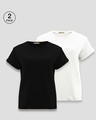 Shop Pack of 2 Women's Black & White Boyfriend T-shirt-Front