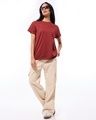 Shop Women's Brick Red Boyfriend T-shirt-Full