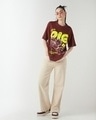 Shop Women's Brick Red Lets Dig In Graphic Printed Oversized T-shirt