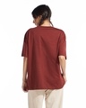 Shop Women's Brick Red Mickey Bike Graphic Printed Oversized T-shirt-Full