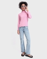 Shop Women's Pink High Neck Sweater-Full
