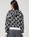 Shop Women's Bright White & Black All Over Printed Oversized Hoodies-Full