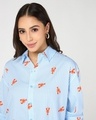 Shop Women's Blue All Over Printed Oversized Shirt