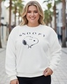 Shop Women's Bright White Embroidered Oversized Plus Size Sweatshirt-Front
