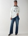 Shop Women's Bright White Embroidered Oversized Sweatshirt