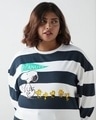 Shop Women's Bright White & Blue Graphic Printed Oversized Plus Size Sweatshirt