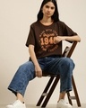 Shop Women's Brown 1948 Typography Oversized T-shirt-Full