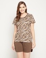 Shop Women's Brown All Over Giraffe Printed Nightsuit-Front