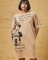 Shop Women's Brown All Over Printed Oversized Plus Size T-Shirt Dress-Front