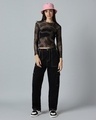 Shop Women's Brown & Black All Over Printed Slim Fit Short Top-Full