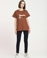Shop Women's Brown Anti Poser Graphic Printed Boyfriend T-shirt-Full
