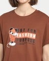 Shop Women's Brown Anti Poser Graphic Printed Boyfriend T-shirt