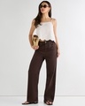 Shop Women's Brown Baggy Wide Leg Jeans-Full