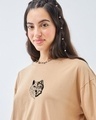Shop Women's Brown Beast Within Graphic Printed Oversized T-shirt