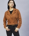 Shop Women's Brown Biker Jacket-Front
