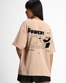 Shop Women's Brown Bro Power Graphic Printed Oversized T-shirt-Front