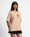 Shop Women's Brown Bro Power Graphic Printed Oversized T-shirt-Full