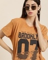 Shop Women's Brown Brooklyn Typography Relaxed Fit T-shirt-Front