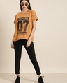 Shop Women's Brown Brooklyn Typography Relaxed Fit T-shirt-Full