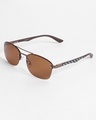 Shop Women's Brown Browline Polarised Lens Sunglasses-Full