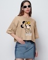 Shop Women's Brown Busy Doing Nothing Graphic Printed Oversized Short Top-Front