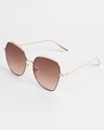 Shop Women's Brown Butterfly Polarised Lens Sunglasses-Full