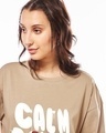 Shop Women's Brown Calm Down Graphic Printed Oversized T-shirt