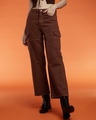 Shop Women's Brown Cargo Jeans-Front