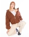 Shop Women's Brown Dramatic Typography Super Loose Fit Jacket-Full