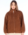 Shop Women's Brown Dramatic Typography Super Loose Fit Jacket-Design
