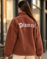 Shop Women's Brown Dramatic Typography Super Loose Fit Jacket-Front