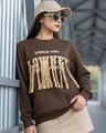 Shop Women's Chestnut Brown Embroidered Oversized Sweatshirt-Front