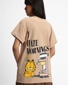 Shop Women's Brown Garfield Hates Mornings Graphic Printed Boyfriend T-shirt-Front