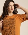 Shop Women's Brown Graphic Oversized T-shirt-Design