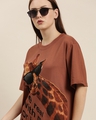 Shop Women's Brown Graphic Oversized T-Shirt-Design
